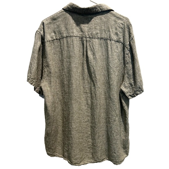 Lucky Brand Men's Short Sleeve Linen‎ Shirt Large Gray Button Up Casual - Picture 3 of 5